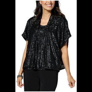 WynneCollection Women's Occasion Sequin Shrug Blk - Regular